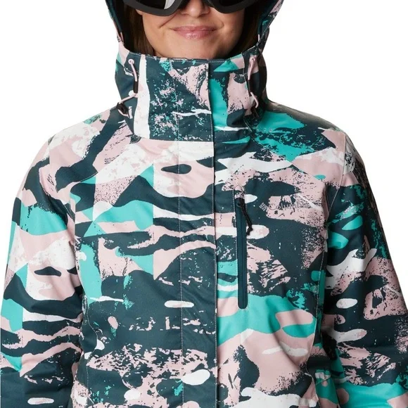 Women's columbia Teal & Pink Printed Insulated Winter Jacket size XL - Picture 4 of 10